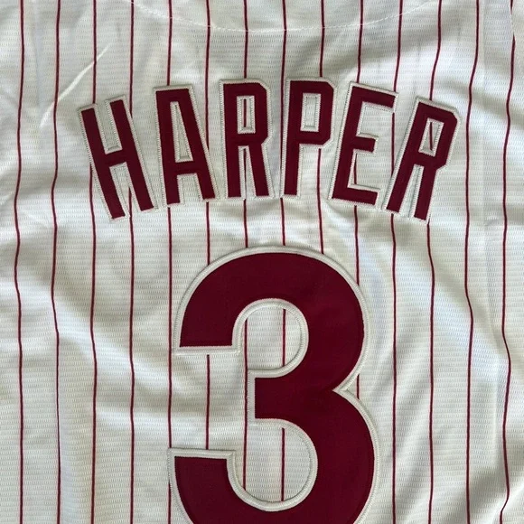 Bryce Harper Jersey NEW Mens Large White Pinstripe Philadelphia Phillies - Picture 6 of 8